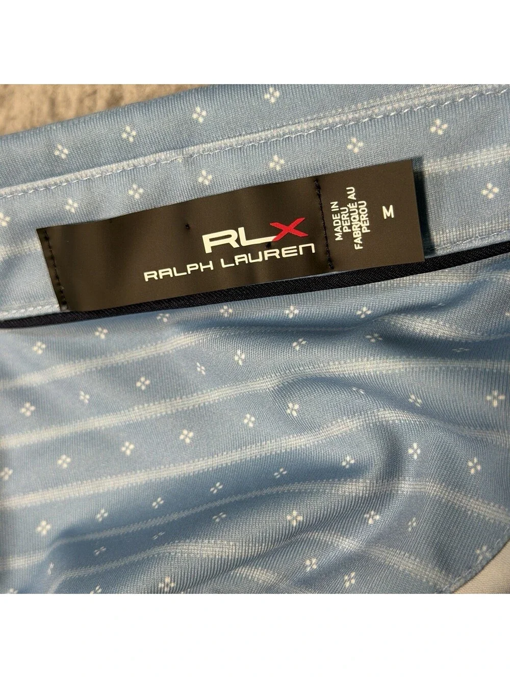 RLX Ralph Lauren Performance Polo Medium Men's Striped Golf Blue M